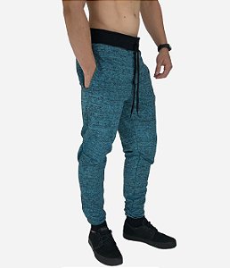 Calça Masculina Moletom MXD Conceito Azul Turquesa Rajado