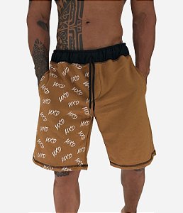 Bermuda Masculina Moletom MXD Conceito Estampado Lateral Caramelado