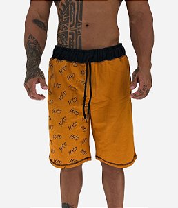 Bermuda Masculina Moletom MXD Conceito Estampado Lateral Caramelo