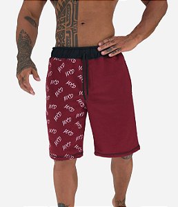 Bermuda Masculina Moletom MXD Conceito Bordô Estampado Lateral