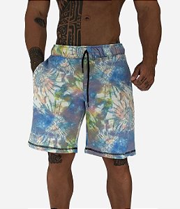 Bermuda Masculina Moletom MXD Conceito Tie Dye Cores Mescladas