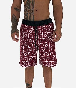 Bermuda Masculina Moletom MXD Conceito Quadriculada Distorcida Vermelho
