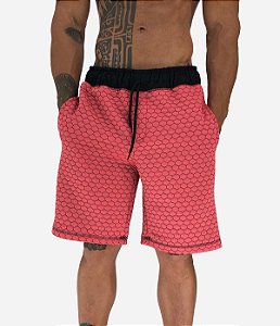Bermuda Masculina Moletom MXD Conceito Colmeia Salmão