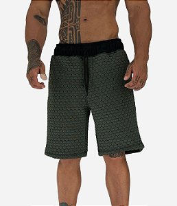 Bermuda Masculina Moletom MXD Conceito Colmeia Verde Musgo