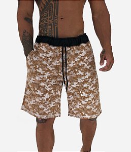 Bermuda Masculina Moletom MXD Conceito Camuflado Pontilhado Marrom