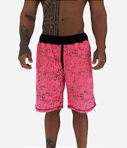 Bermuda Masculina Moletom MXD Conceito Pontos Corroídos Rosa Pink