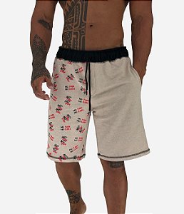 Bermuda Masculina Moletom MXD Conceito No Pain No Gain Bege