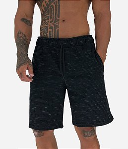 Bermuda Masculina Moletom MXD Conceito Black Mescla Chuvisco