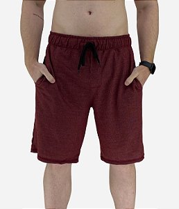 Bermuda Masculina Moletom MXD Conceito Rajado Vermelho Escuro