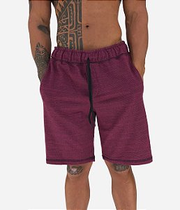 Bermuda Masculina Moletom MXD Conceito Bordo Listras Pequenas Pretas
