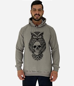 Blusa Moletom Masculino MXD Conceito Com Touca Coruja com Caveira