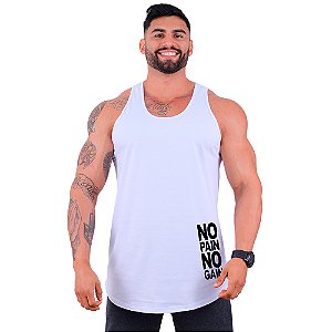 Regata Longline Masculina MXD Conceito Estampa Lateral No Pain No Gain Horzontal