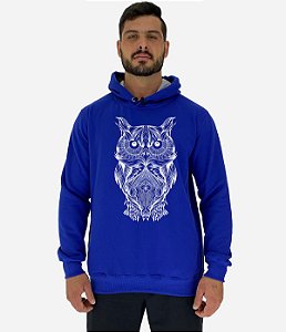 Blusa Moletom Masculino MXD Conceito Com Touca Coruja Mosaico