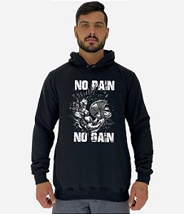 Blusa Moletom Masculino MXD Conceito Com Touca No Pain No Gain Bodybuldier