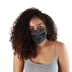 Máscara Descartável Cirúrgica Tripla Mascovida Black - 99% Filtragem Synergex - Cartucho com 25 Unidades