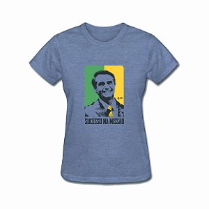 Camiseta Feminina IAT Bolsonaro Azul
