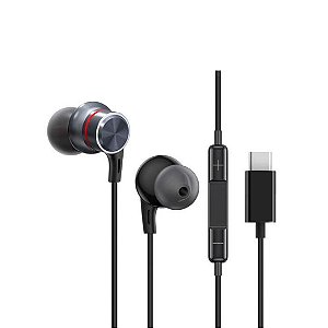 Fone In-Ear Digital Tipo C - Metal Preto