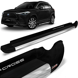 Estribo Corolla Cross plataforma com ponteira personalizada cor preto fosco