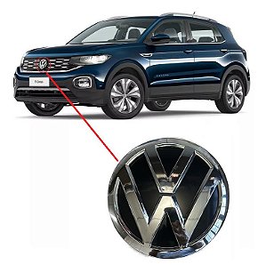 Emblema Logomarca VW Grade T-Cross Cromado/Preto