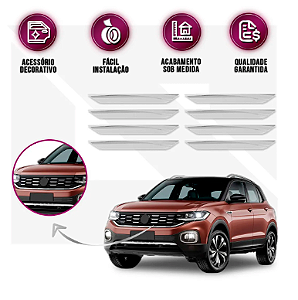 Aplique cromado grade T-Cross 2019 a 2022 - 16 peças