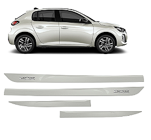 Friso Peugeot 208 com emblema cromado pintado cor branco nacre