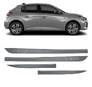 Friso Peugeot 208 com emblema cromado pintado cor cinza artense