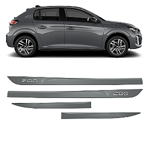 Friso Peugeot 208 com emblema cromado pintado cor cinza selenium