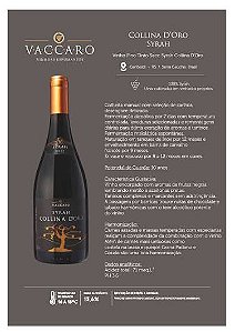 Vinho Vaccaro Collina d'Oro Syrah