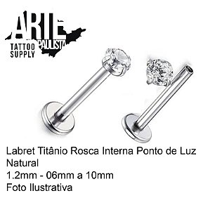 Labret Titânio Rosca Interna Ponto de Luz