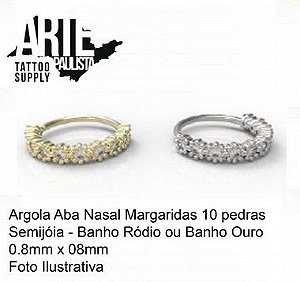 Argola Aba Nasal Margaridas 10 pedras - Modelo 01