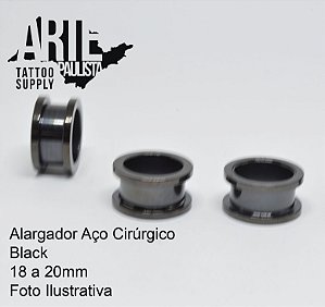 Alargador Aço cirúrgico Black Rosca Normal - 18 a 20mm