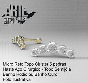 Micro Reto Aço - Cluster 5 pedras Modelo 01