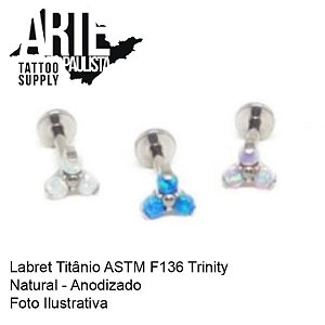 Labret Titânio ASTM F136 Rosca Interna Topo Trinity
