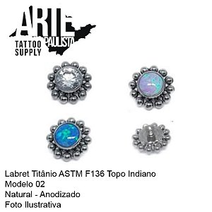 Labret Titânio ASTM F136 Rosca Interna Topo Indiano Mod 02