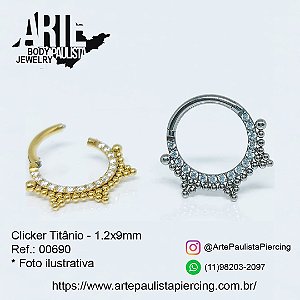 Argola clicker cravejado Tttânio - modelo 02