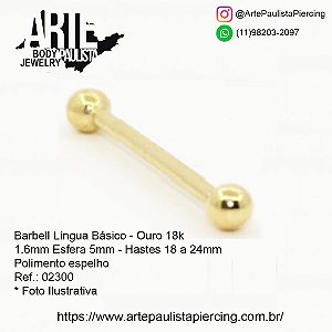 Barbell Lingua Básico Ouro 18k