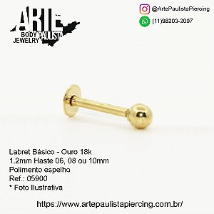 Labret Básico Ouro 18k