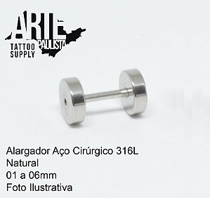 Alargador Aço cirúrgico 316L Rosca Normal - 01 a 06mm