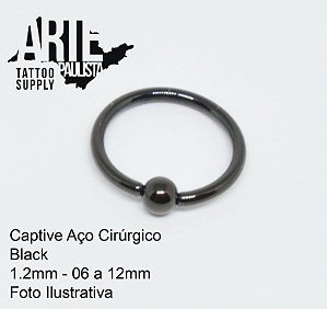 Captive Básico Aço Cirúrgico Black