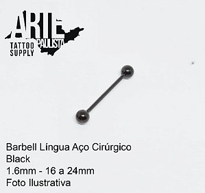 Barbell Lingua Básico Aço Cirúrgico Black