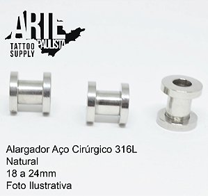 Alargador Aço cirúrgico 316L Rosca Normal - 18 a 24mm