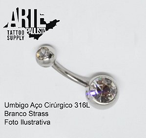 Piercing Umbigo com Pedra Redonda Azul