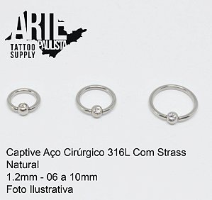 Captive com Strass Aço Cirúrgico 316L