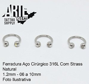 Ferradura com Strass Aço Cirúrgico 316L