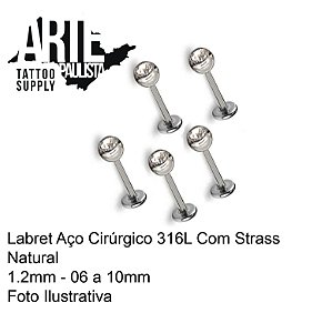 Labret com Strass Aço Cirúrgico 316L