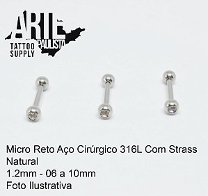 Micro Reto com Strass Aço Cirúrgico 316L