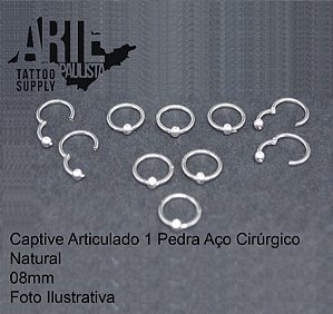 Captive Articulado com Strass Aço Cirúrgico
