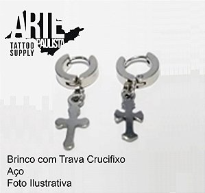Brinco Trava Crucifixo (Par) - Modelo 12