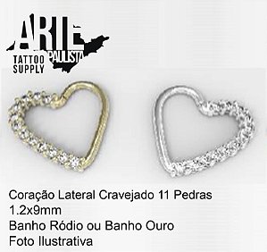 Coração Lateral Cravejado (Unidade)