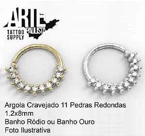 Argola Cravejada 11 Pedras Redondas - Modelo 04